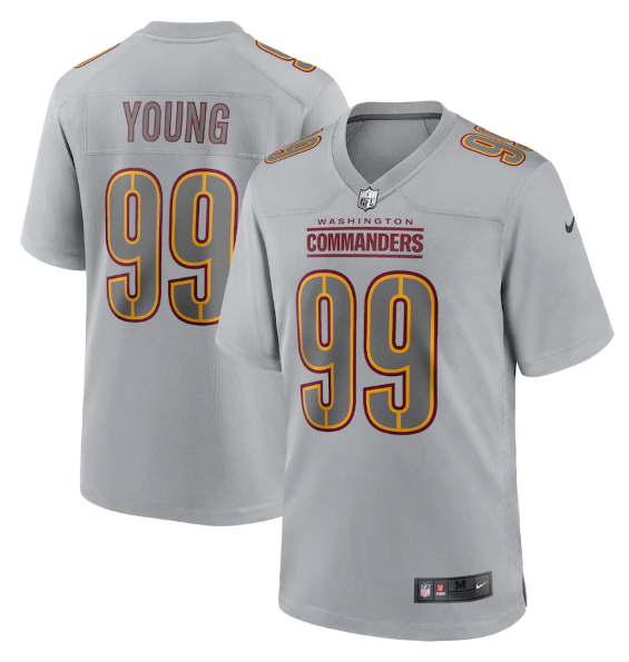 Men's Washington Commanders #99 Chase Young Grey Atmosphere Fashion Stitched Game Jersey